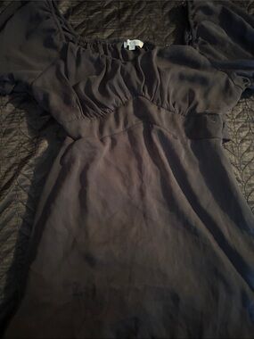 Women's Black Short-Sleeve Empire Waist Dress